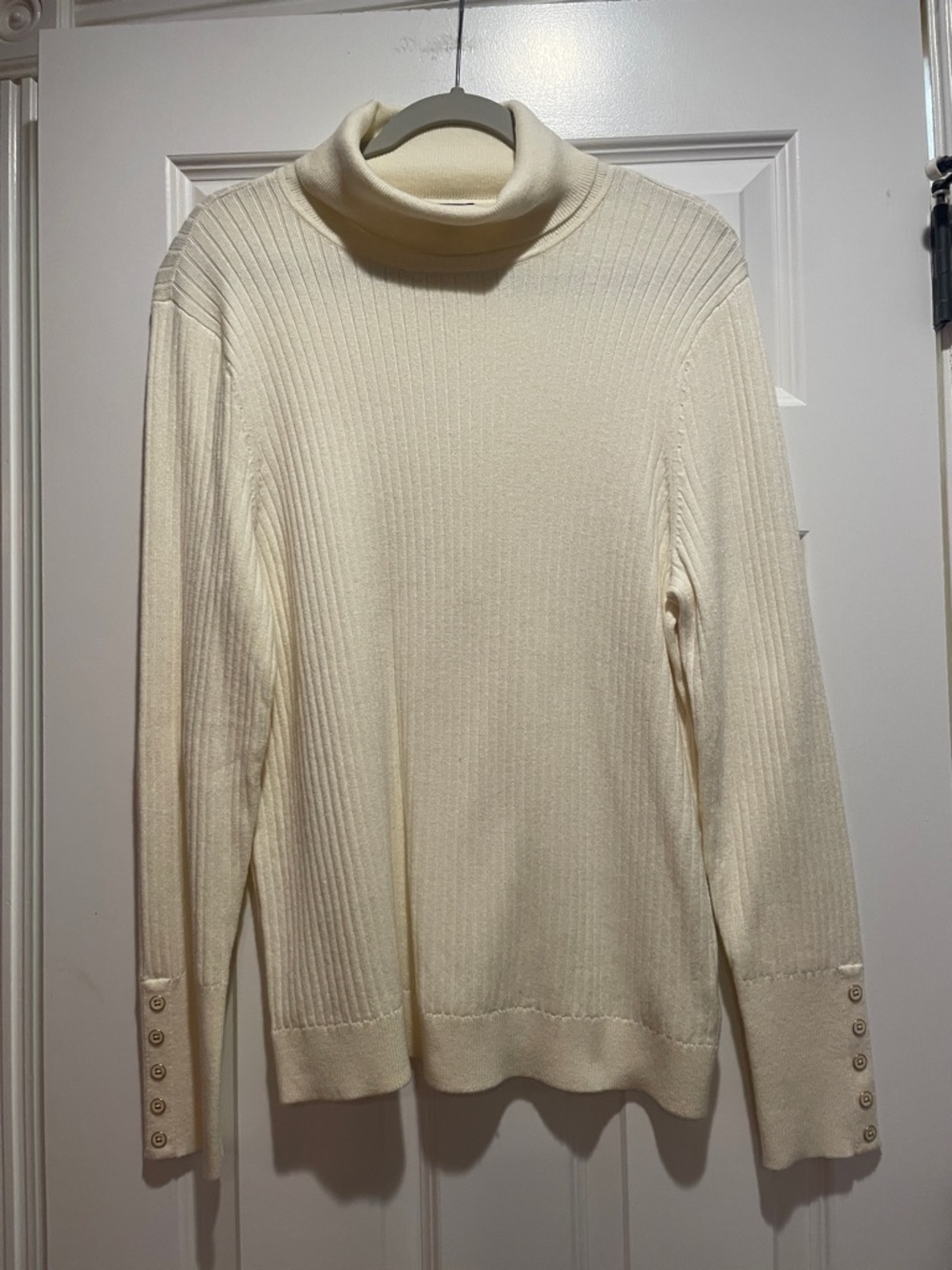 Talbots Petite XL White Ribbed Sweater